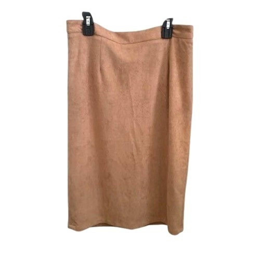 Lulus Camel Beige Faux‎ Suede Soft Pencil Skirt Classic Chic Womens Size M